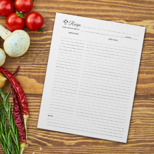 Simple Minimalist Culinary Mushroom Recipe Notepad