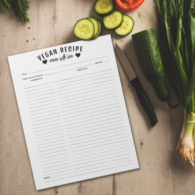 Simple Minimalist Culinary Vegan Recipe Notepad (Creator Uploaded)