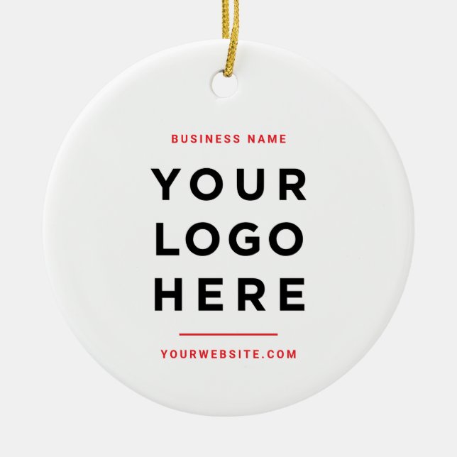 Simple Minimalist | Custom Business Logo Red Ceramic Tree Decoration (Front)