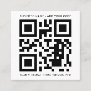 Simple Minimalist Custom Logo and QR Code DIY Square Business Card