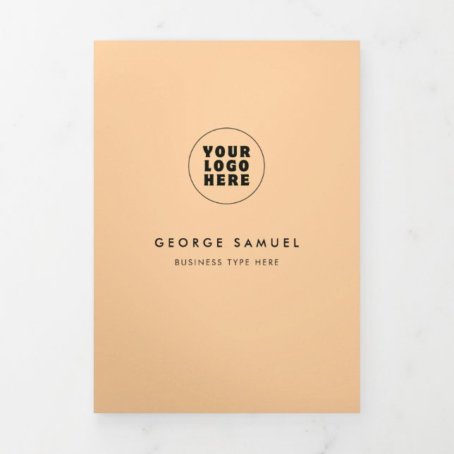 Simple Minimalist Custom Logo & Image business Tri-Fold Card (Cover)