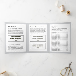 Simple Minimalist Custom Logo & Image business Tri-Fold Card