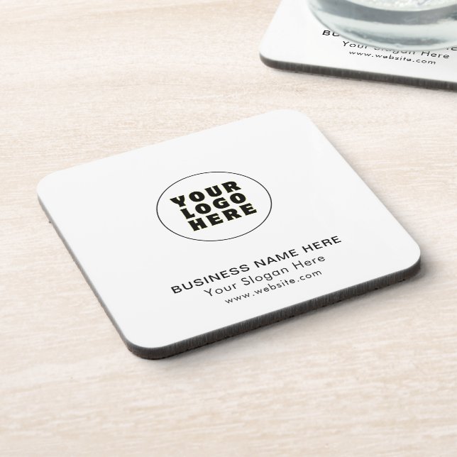 Simple Minimalist Custom Logo & Text   Coaster (Left Side)