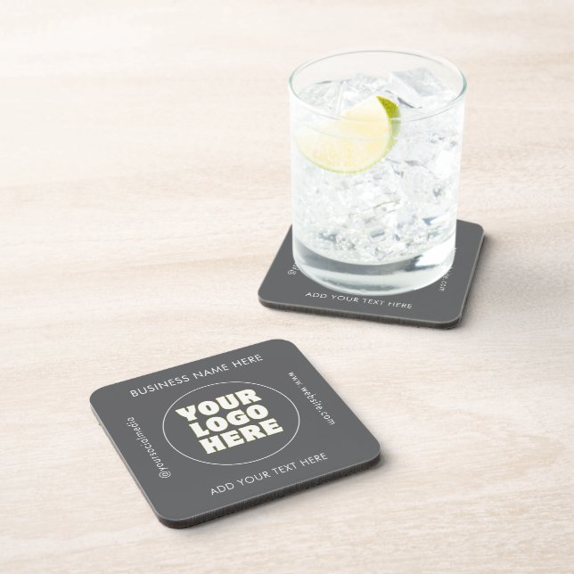 Simple Minimalist Custom Logo & Text   Coaster (Right Side)