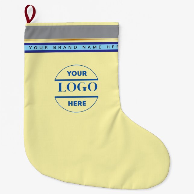 Simple Minimalist Custom Logo & Text   Large Christmas Stocking (Front)