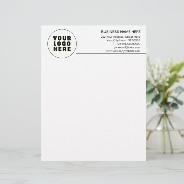 Simple Minimalist Custom Logo & Text   Letterhead (Standing Front)