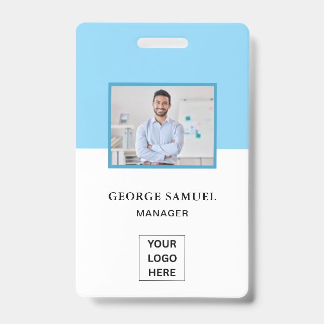 Simple Minimalist Custom Logo & Text Promotional ID Badge (Front)