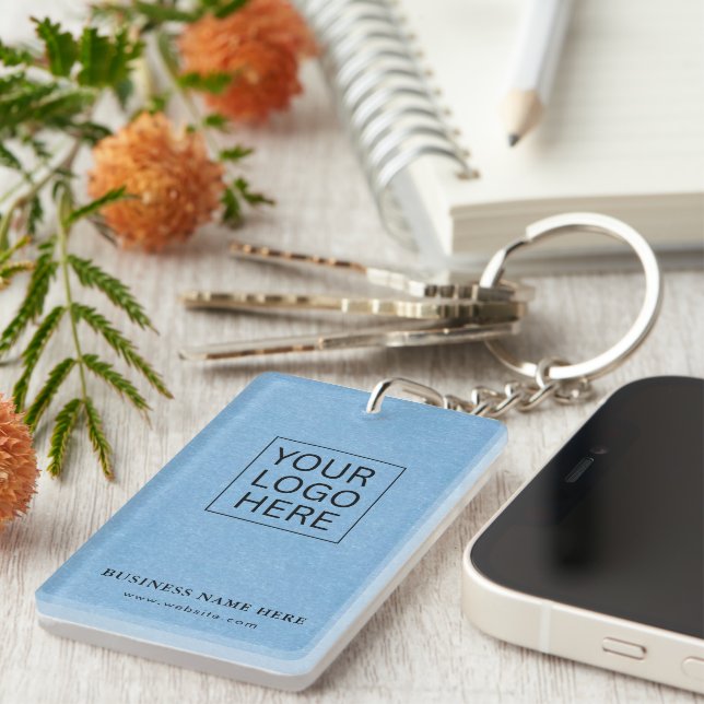 Simple Minimalist Custom Logo & Text Promotional Key Ring (Front Right)