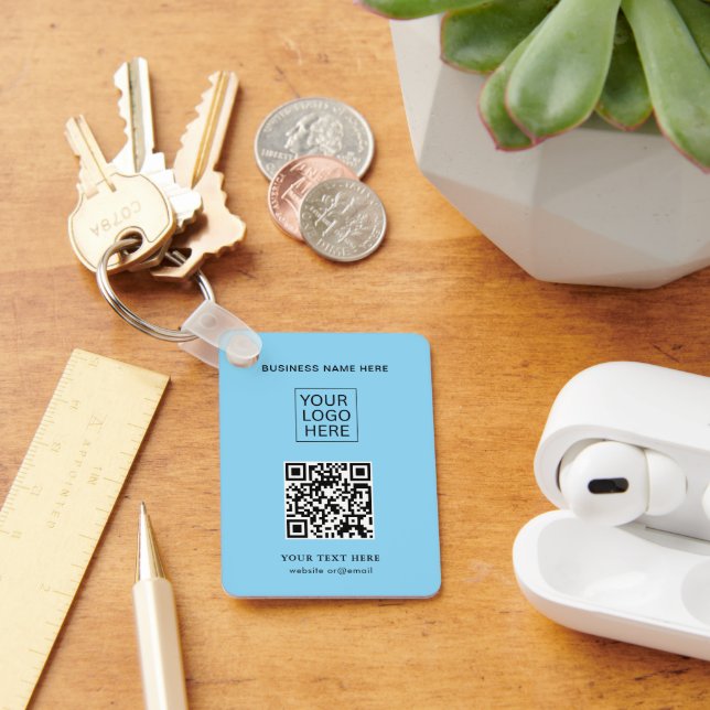 Simple Minimalist Custom Logo & Text Promotional Key Ring (Desk)