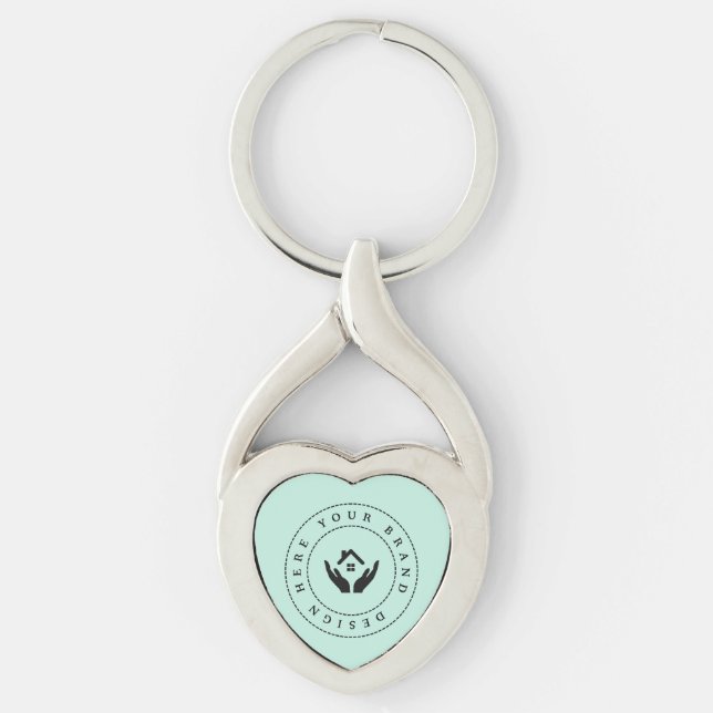 Simple Minimalist Custom Logo & Text Promotional Key Ring (Front)