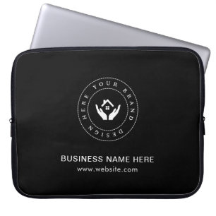 Simple Minimalist Custom Logo & Text Promotional Laptop Sleeve