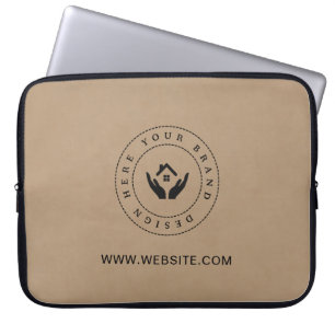 Simple Minimalist Custom Logo & Text Promotional Laptop Sleeve