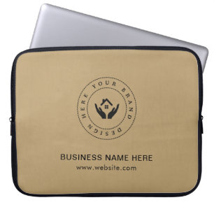 Simple Minimalist Custom Logo & Text Promotional Laptop Sleeve