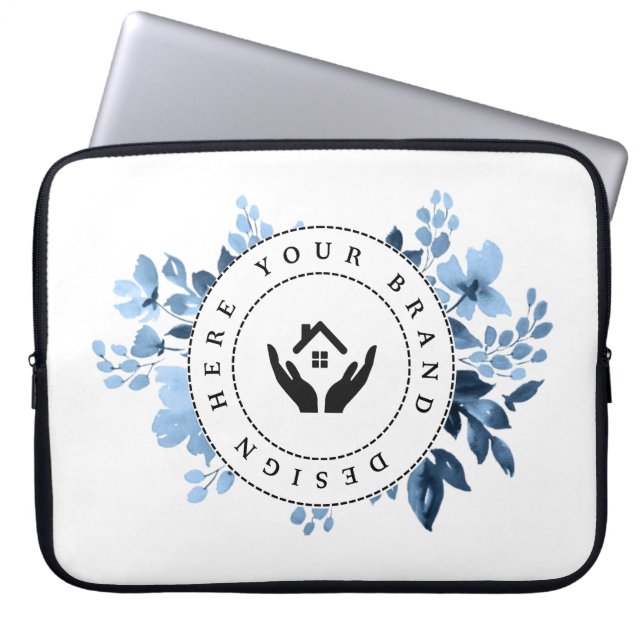 Simple Minimalist Custom Logo & Text Promotional Laptop Sleeve (Front)