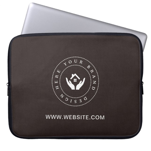 Simple Minimalist Custom Logo & Text Promotional Laptop Sleeve (Front)