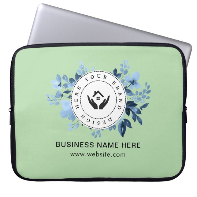 Simple Minimalist Custom Logo & Text Promotional Laptop Sleeve (Front)
