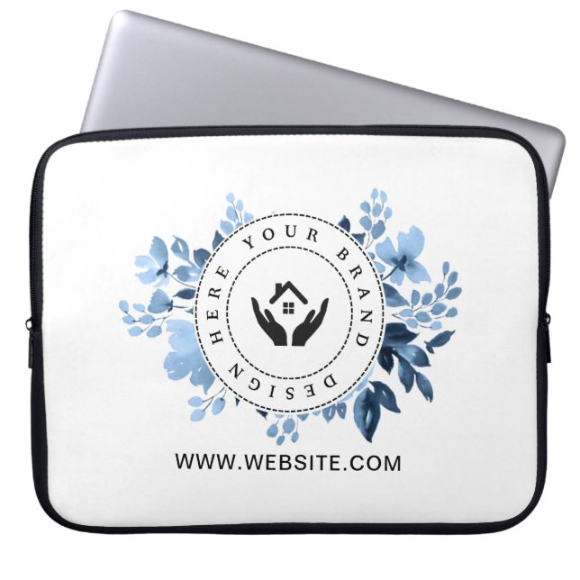 Simple Minimalist Custom Logo & Text Promotional Laptop Sleeve (Front)