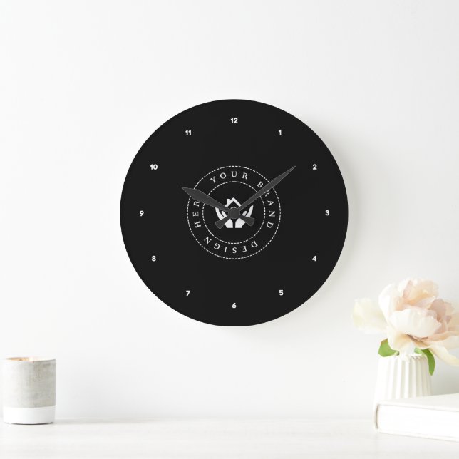 Simple Minimalist Custom Logo & Text Promotional Large Clock (Home)