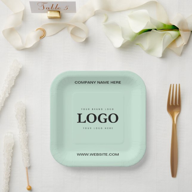 Simple Minimalist Custom Logo & Text Promotional Paper Plate (Wedding)