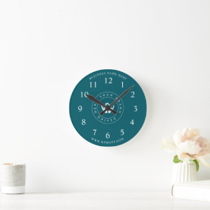 Simple Minimalist Custom Logo & Text Promotional Round Clock