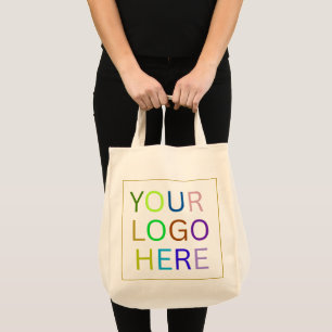 Simple Minimalist Custom Logo & Text Promotional Tote Bag