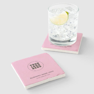 Simple Minimalist Custom Logo & Text Stone Coaster