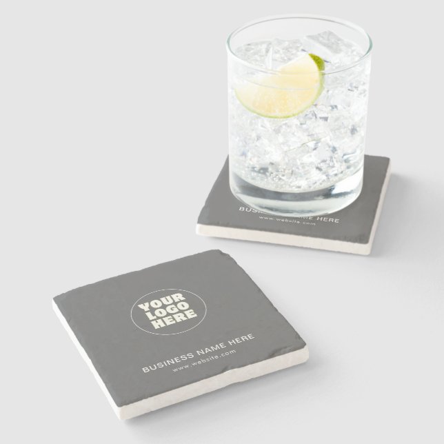 Simple Minimalist Custom Logo & Text   Stone Coaster (Side)