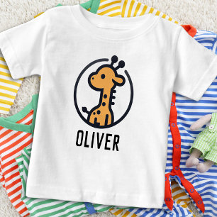 Simple Minimalist Cute Giraffe in a  Circle Baby T-Shirt