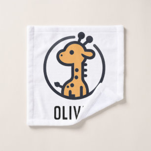 Simple Minimalist Cute Giraffe in a  Circle Wash Cloth