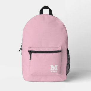 Simple Minimalist Cute Girly Pink Monogram Name Printed Backpack