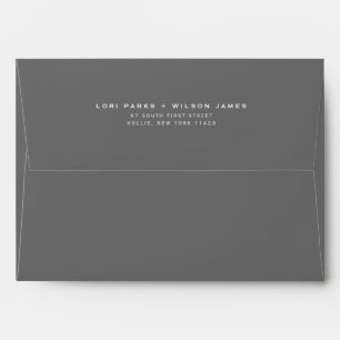 Simple Minimalist Dark Grey Printed Return Address Envelope