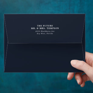 Simple Minimalist Dark Navy Pre-Addressed Envelope