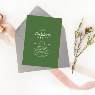 Simple Minimalist Dark Sage Bachelorette Party Invitation