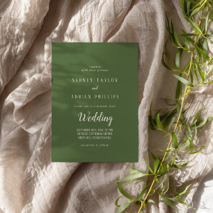 Simple Minimalist Dark Sage Informal Wedding Invitation