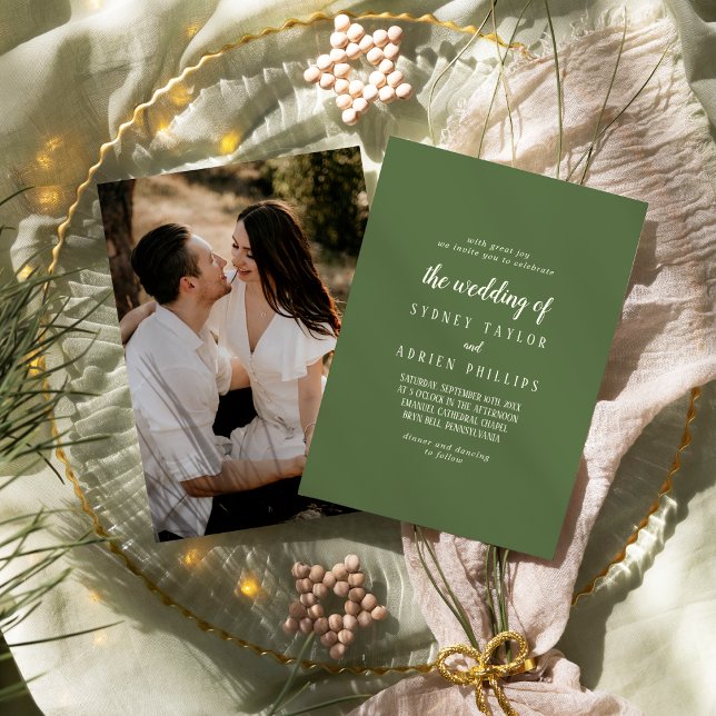 Simple Minimalist|Dark Sage Photo The Wedding Of Invitation (Creator Uploaded)