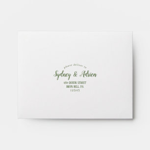 Simple Minimalist Dark Sage Self-Addressed RSVP Envelope