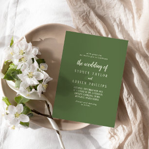 Simple Minimalist Dark Sage The Wedding Of Invitation