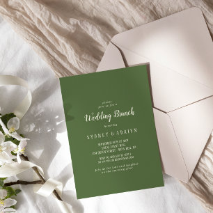 Simple Minimalist Dark Sage Wedding Brunch Invitation