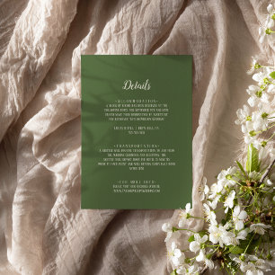 Simple Minimalist Dark Sage Wedding Details  Enclosure Card