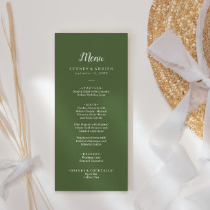 Simple Minimalist Dark Sage Wedding Dinner Menu