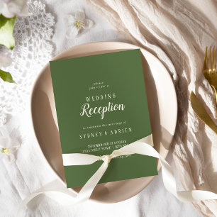 Simple Minimalist Dark Sage Wedding Reception Only Invitation