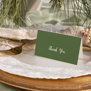 Simple Minimalist Dark Sage Wedding Thank You Card