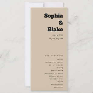 Simple Minimalist Dark Vanilla Wedding Program