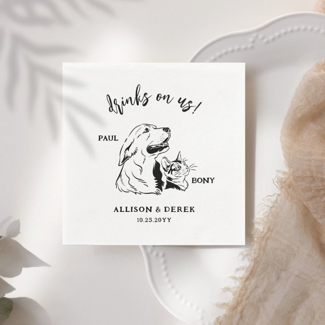 Simple Minimalist Dog Cat Name Pet Wedding Napkin (Creator Uploaded)