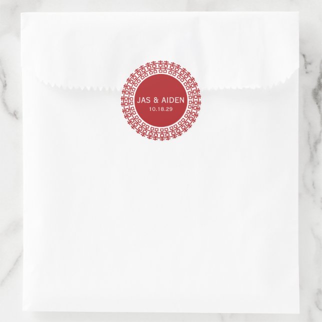 Simple Minimalist Double Happiness Chinese Wedding Classic Round Sticker (Bag)