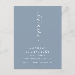 Simple Minimalist Dusty Blue Save The Date Announcement Postcard