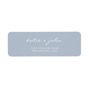 Simple Minimalist Dusty Blue Wedding Address