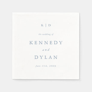 Simple Minimalist Dusty Blue Wedding Monogram Napkin