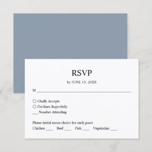 Simple Minimalist Dusty Blue Wedding RSVP Response