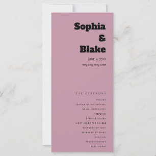Simple Minimalist Dusty Pink Wedding Program